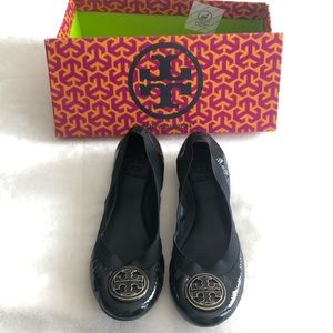 Tory Burch Patent Leather Flats Black Women 7